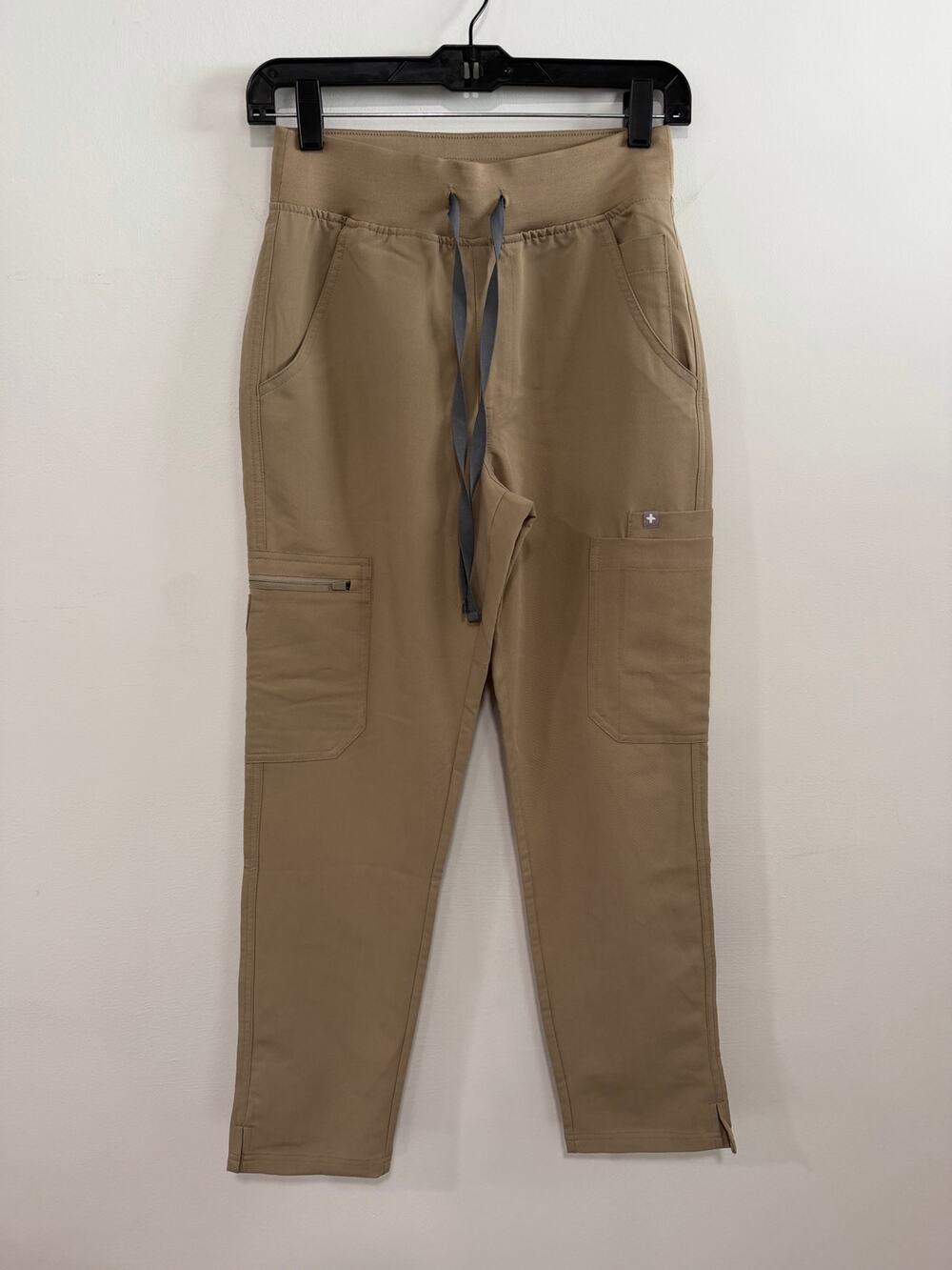 Figs Yola High Rise Slim Scrub Pants Latte Size XS Petite Healthcare